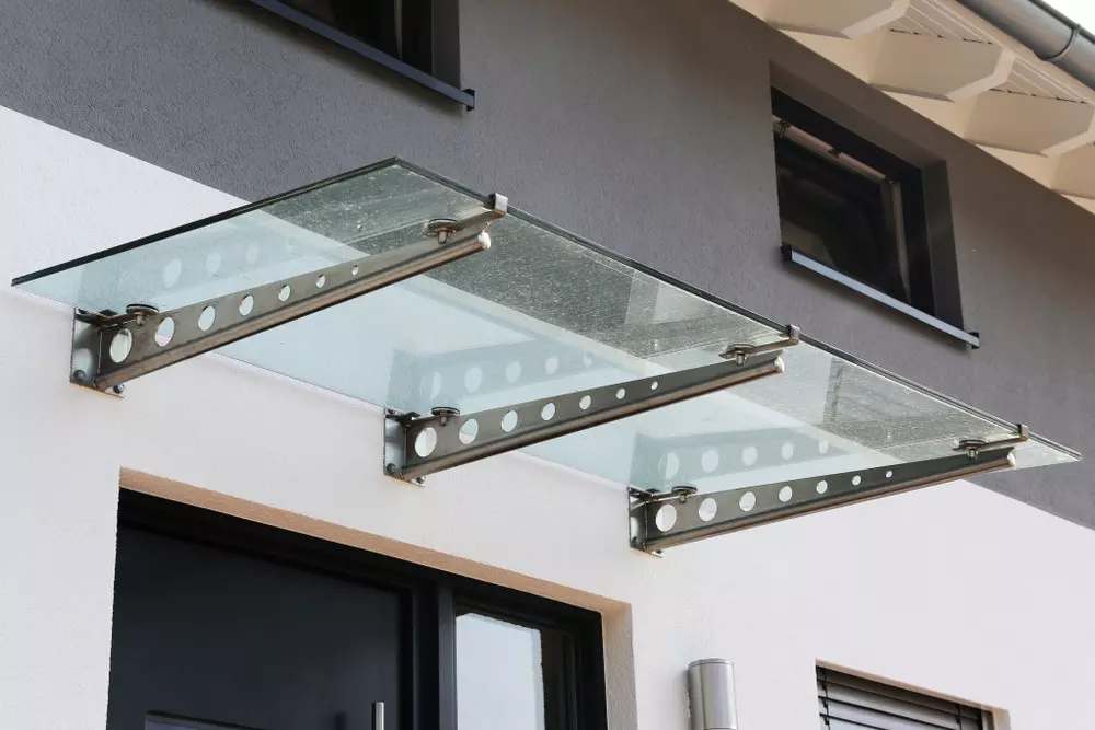 Front door canopy made of glass